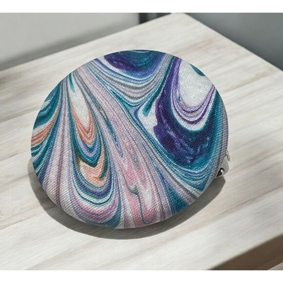 Abstract Swirl Fabric Scarf Clip Blue Purple Round Flowing Space - Picture 1 of 6